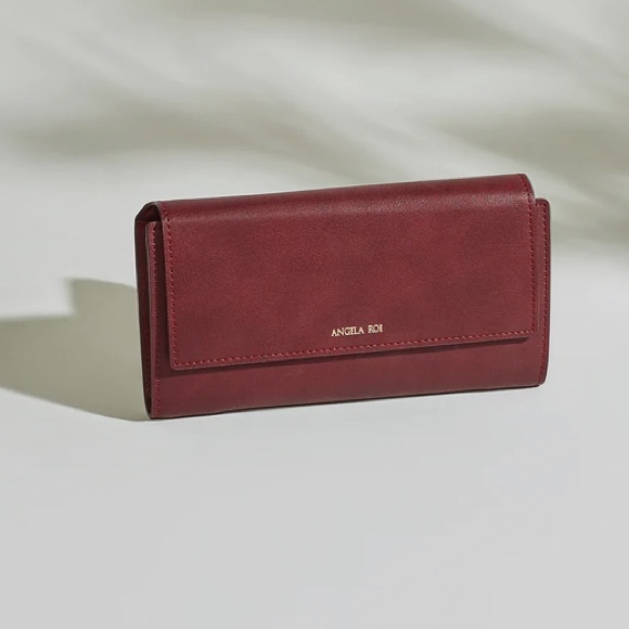 Angela Roi dark red burgundy ‘bordeaux’ clutch wallet - Picture 3 of 10